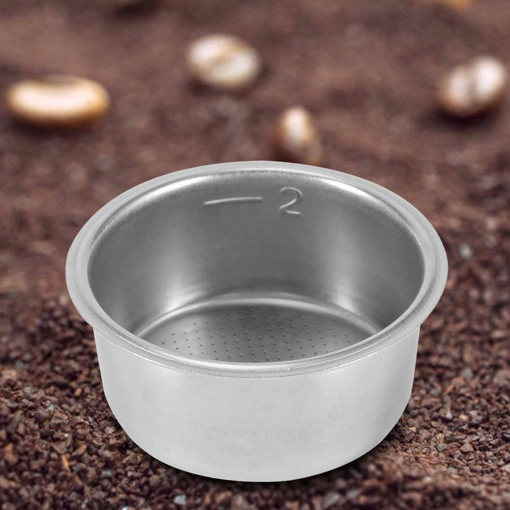 51mm 2 Cups Coffee Filter Basket, Reusable Stainless Steel Coffee Portafilter Basket Accessories for