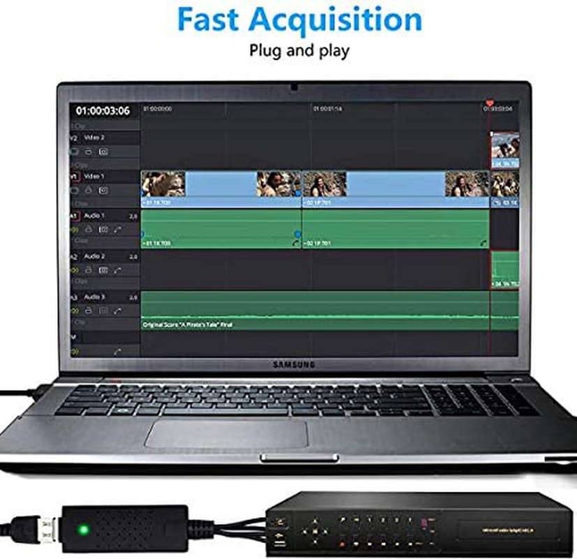 USB Audio Video Converter, VHS to Digital Converter, Video Capture Card Digitize from Analog Video V