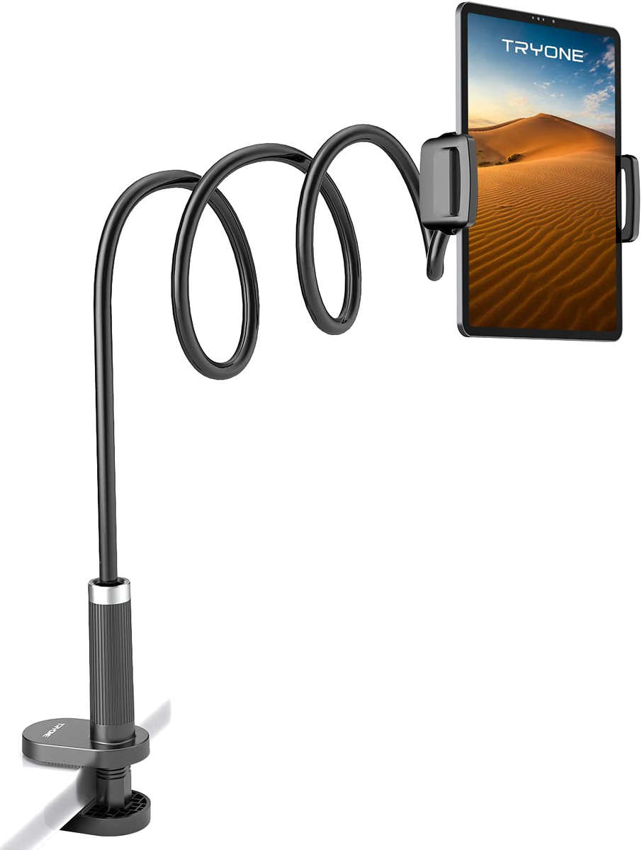 Gooseneck Tablet Holder Stand for Bed: Tryone Adjustable Long 39.4inch Flexible Lazy Arm Tablets Mou