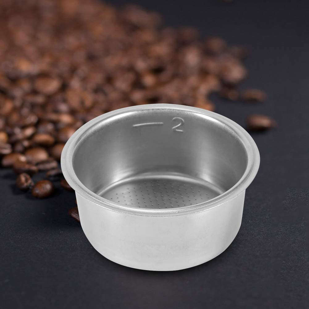 51mm 2 Cups Coffee Filter Basket, Reusable Stainless Steel Coffee Portafilter Basket Accessories for