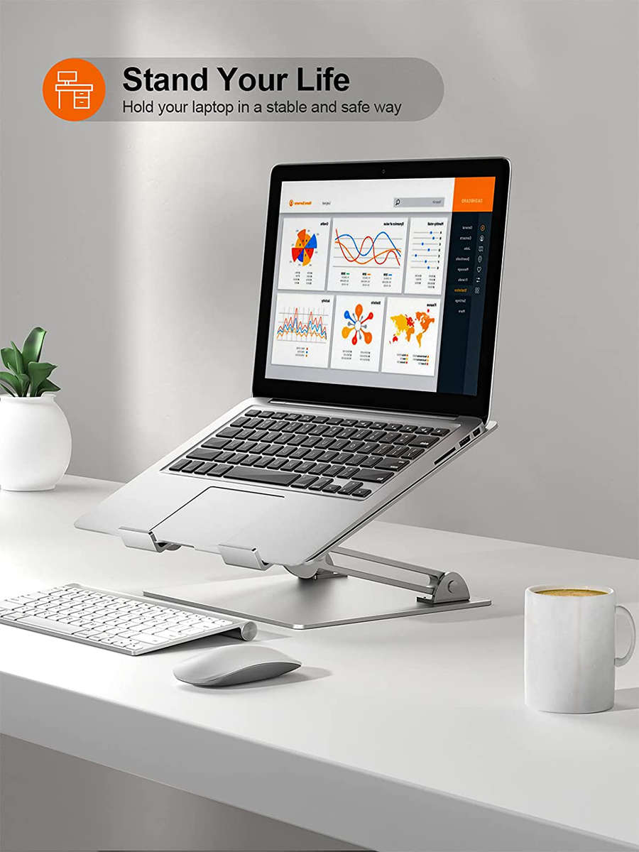 Adjustable Laptop Stand For Desk, Ergonomic Portable Computer Stand Aluminum Laptop Holder with Heat