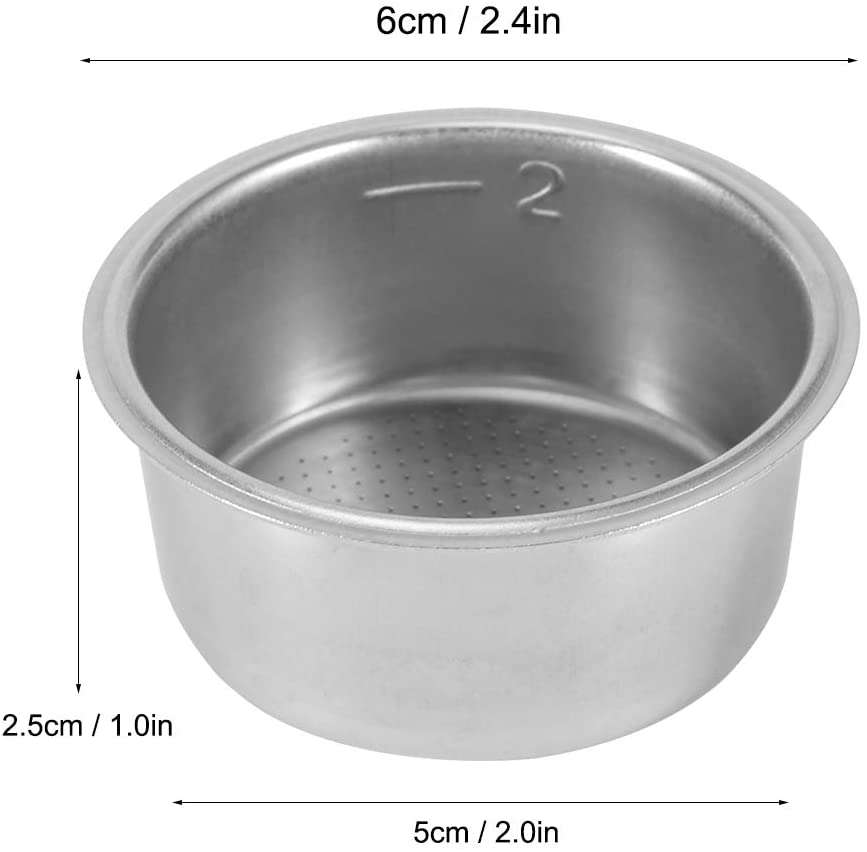 51mm 2 Cups Coffee Filter Basket, Reusable Stainless Steel Coffee Portafilter Basket Accessories for