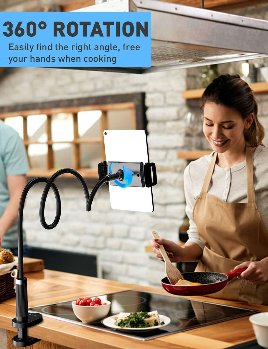 Gooseneck Tablet Holder Stand for Bed: Tryone Adjustable Long 39.4inch Flexible Lazy Arm Tablets Mou