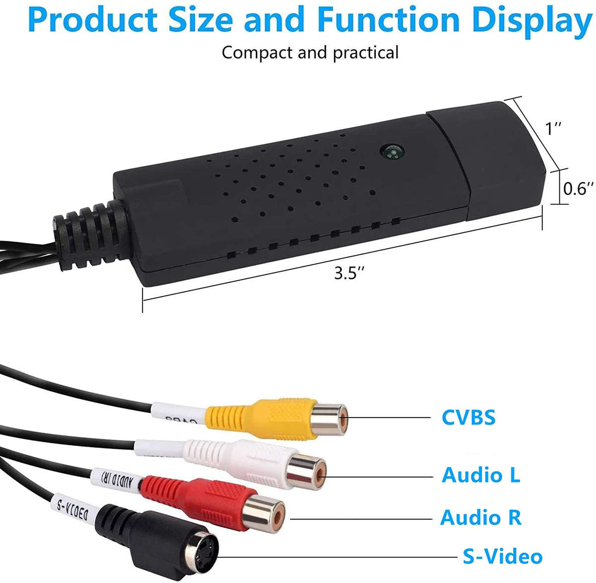 USB Audio Video Converter, VHS to Digital Converter, Video Capture Card Digitize from Analog Video V