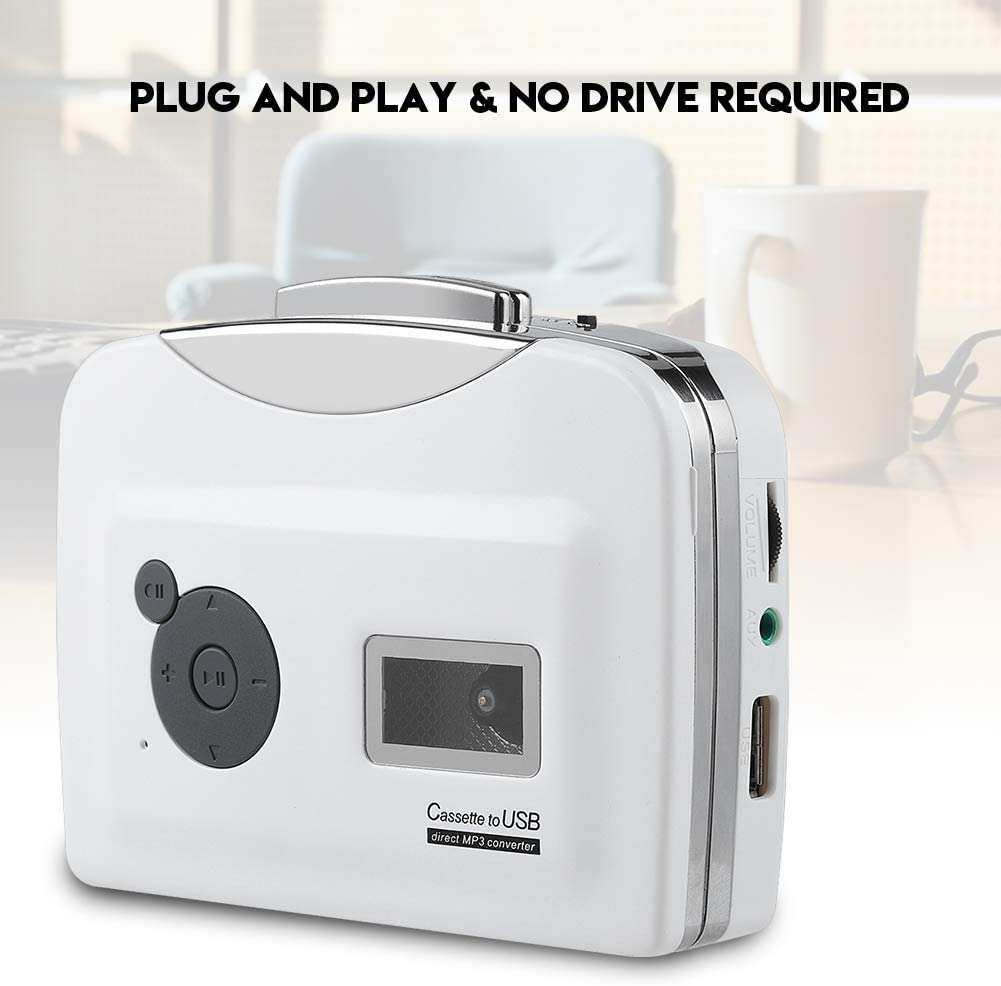 Cassette Player, Portable Tape Player Captures MP3 Audio Music via USB, Converter Recorder Convert T
