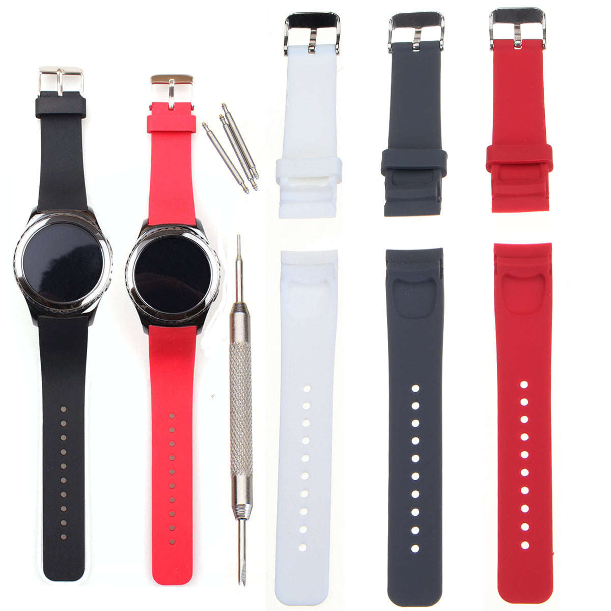 Samsung Galaxy Gear S2 Silicone Smart Watch Band Solid Color Wrist Strap for Samsung Galaxy... - Red