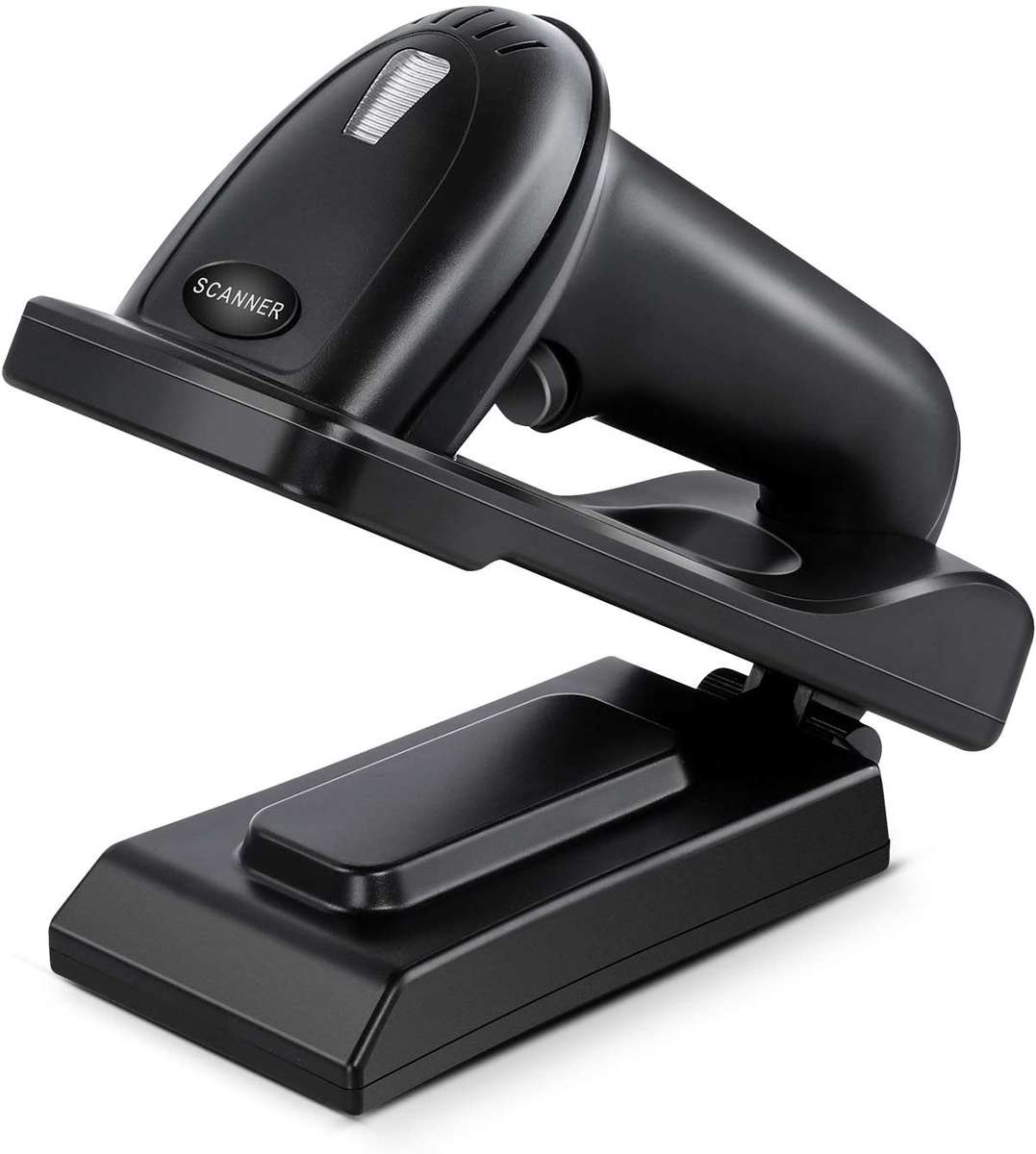 USB Barcode Scanner Wall Mountable, 2.4G Wireless 1D QR 2D Bar Code Reader CMOS Scree