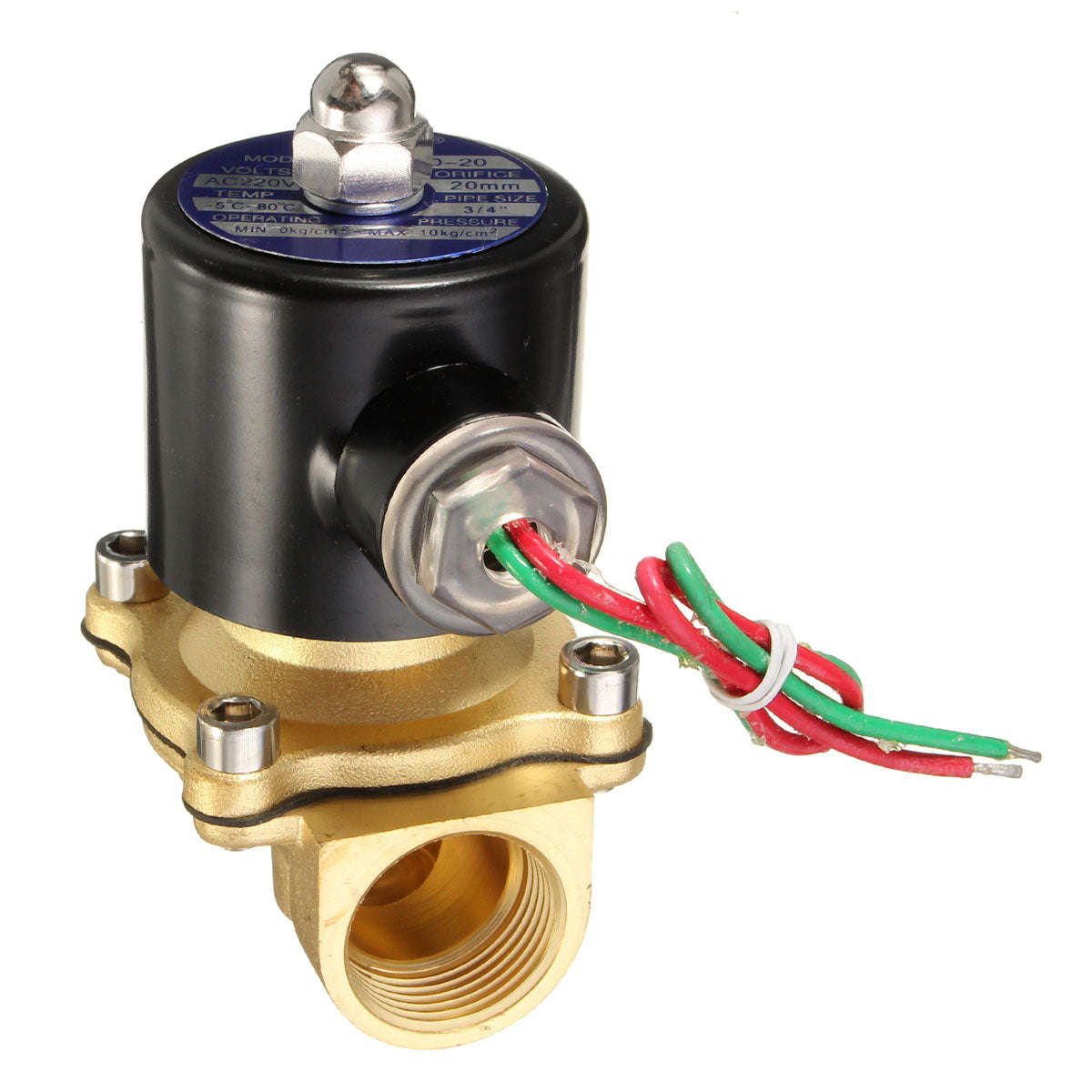 2W-200-20 AC220V 3/4inch Brass Electric Solenoid Valve Water Air Fuels