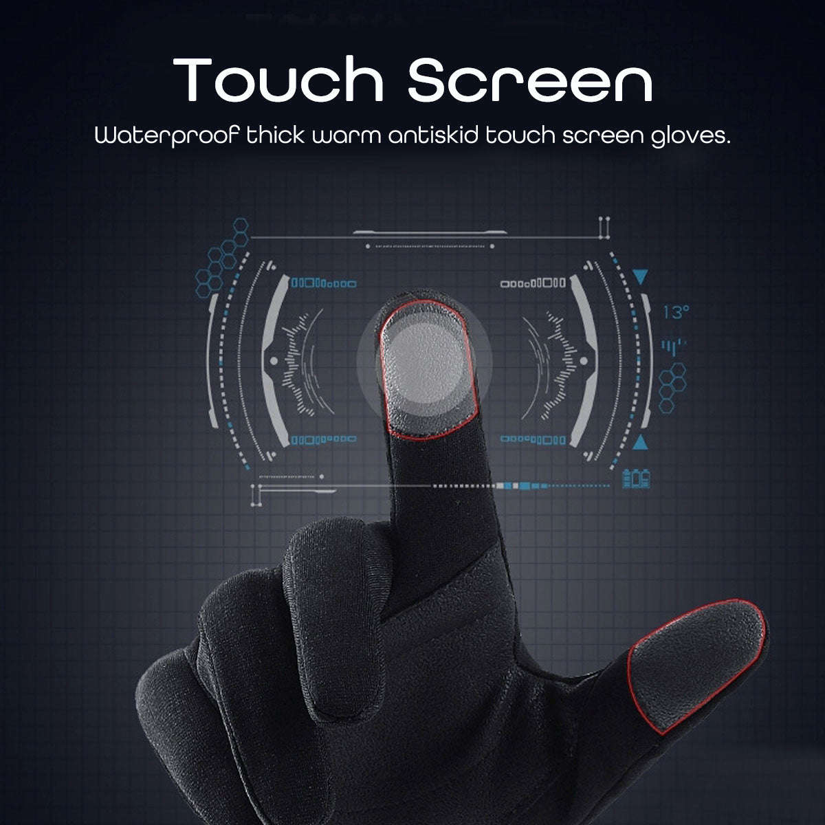 Touch Screen Gloves Motorcycle Scooter Waterproof Winter Bike Fleece Lined