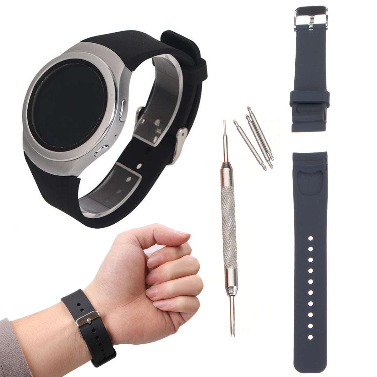 Samsung Galaxy Gear S2 Silicone Smart Watch Band Solid Color Wrist Strap for Samsung Galaxy... - Red