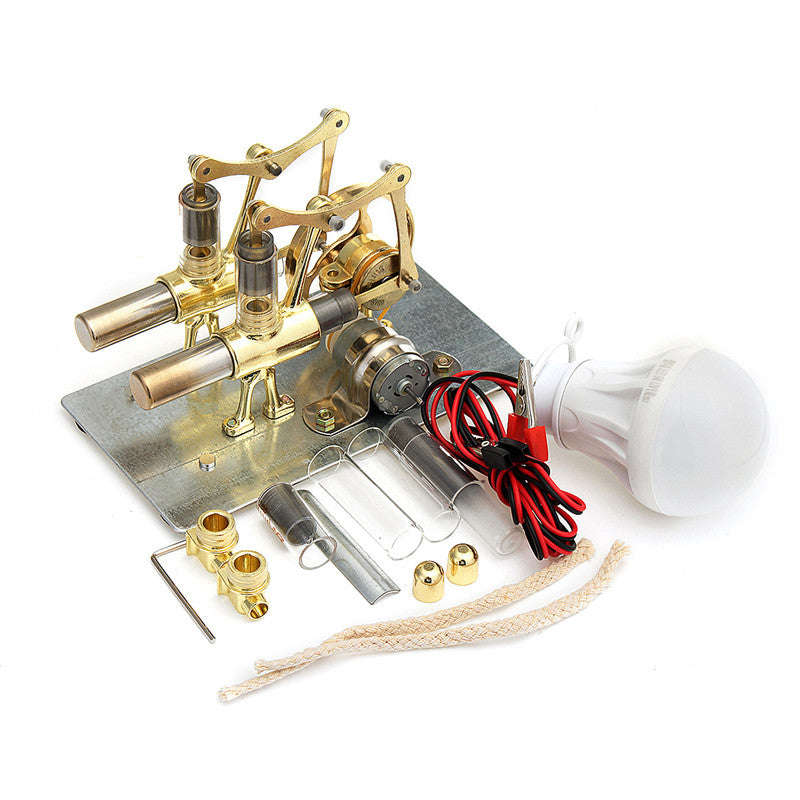 Mini Hot Air Stirling Engine Generator Double Cylinder Engine Model