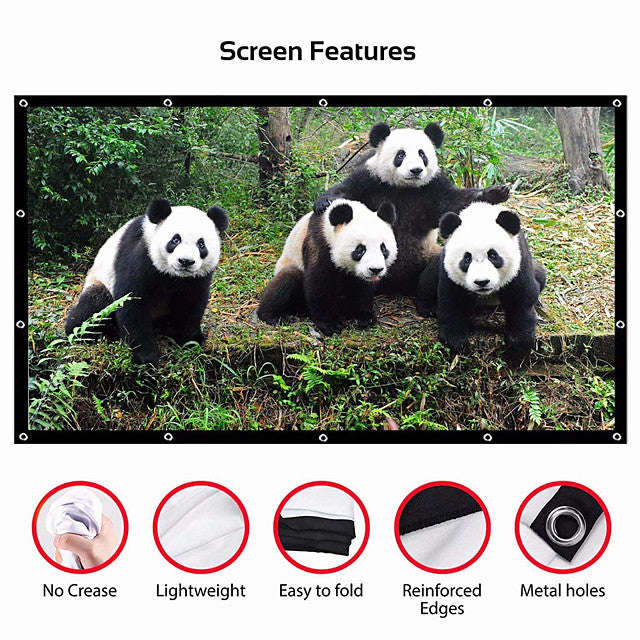 Projector Portable Screens 90 inch 16:9 Polyester Outdoor Movie Screen For Travel Home