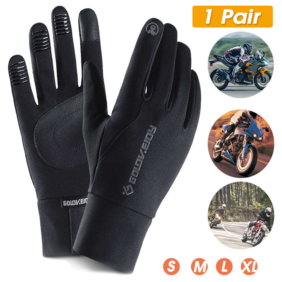 Touch Screen Gloves Motorcycle Scooter Waterproof Winter Bike Fleece Lined