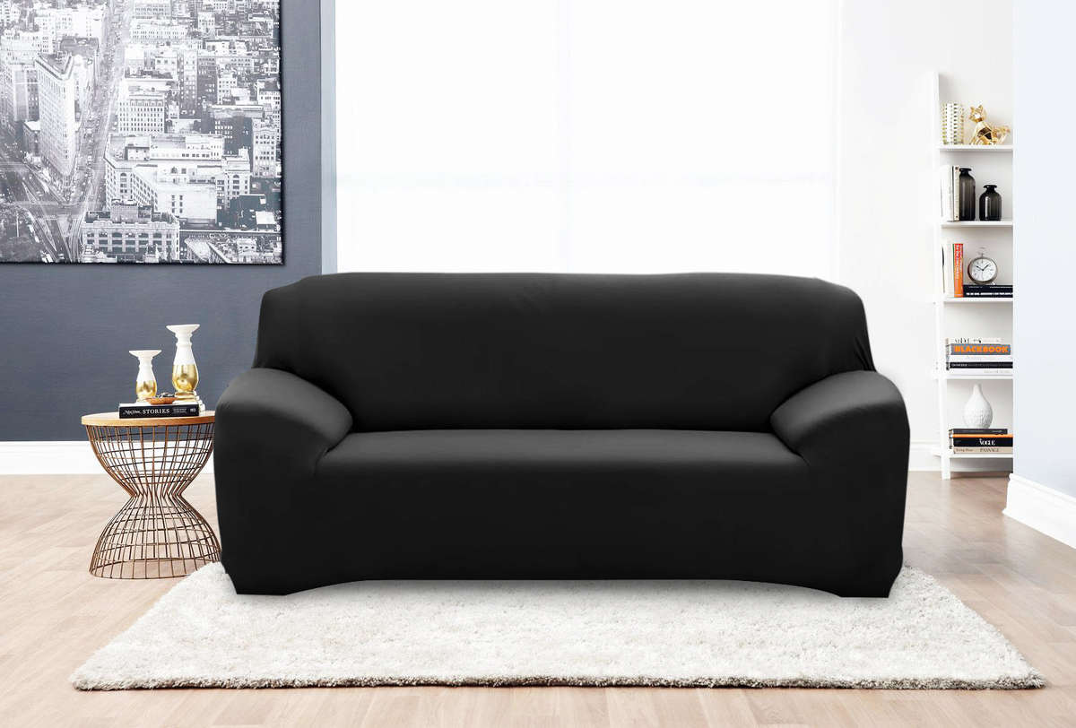Fine Living 2 Seater Couch Cover Black (Delivery is on Us )
