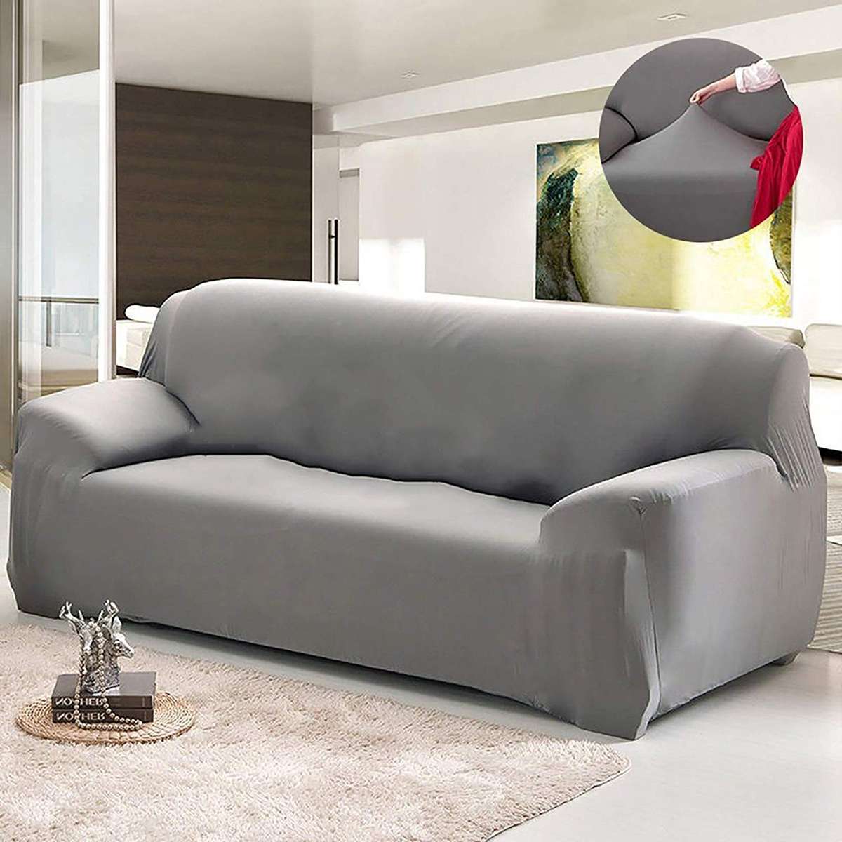 Fine Living 2 Seater Couch Cover Grey (Delivery is on Us )