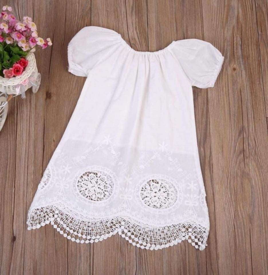 Girls White Lace Dress - 3-4 Years