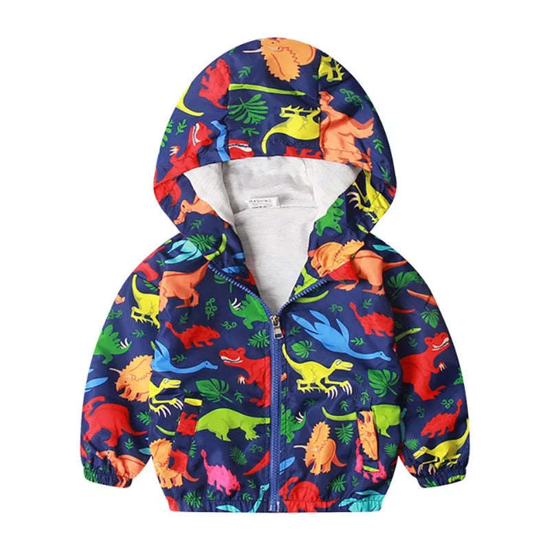 Boys Colourful Dinosaur Rain Jacket - 5-6 Years