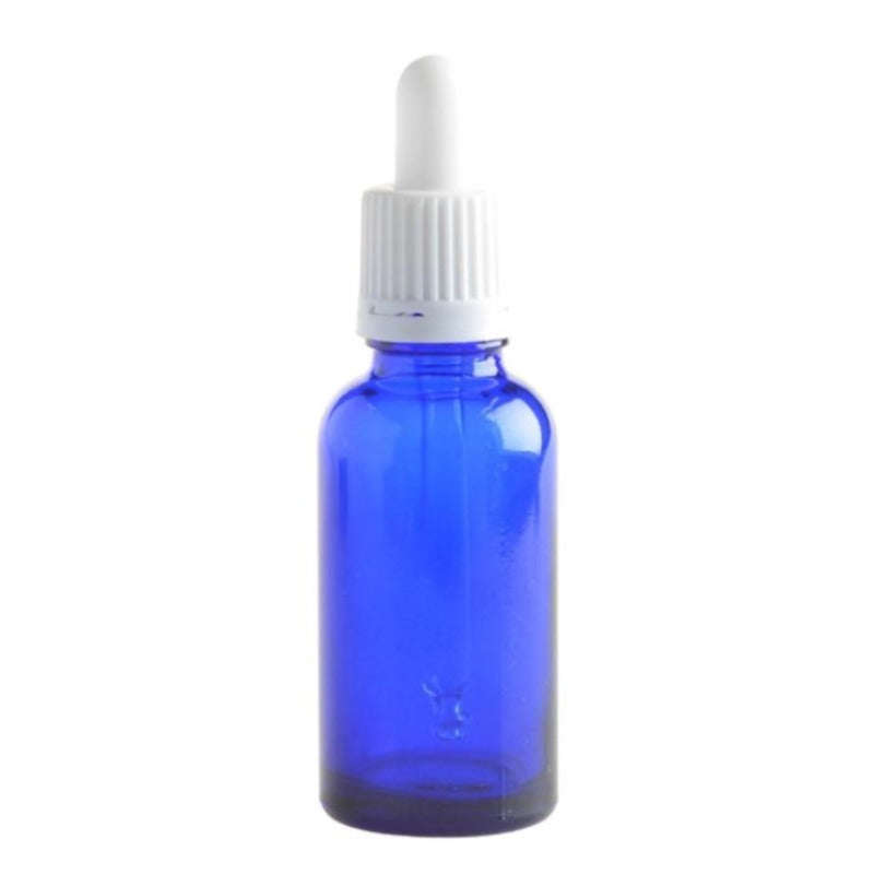 30ml Blue Glass Aromatherapy Bottle with Pipette - White (18/78)