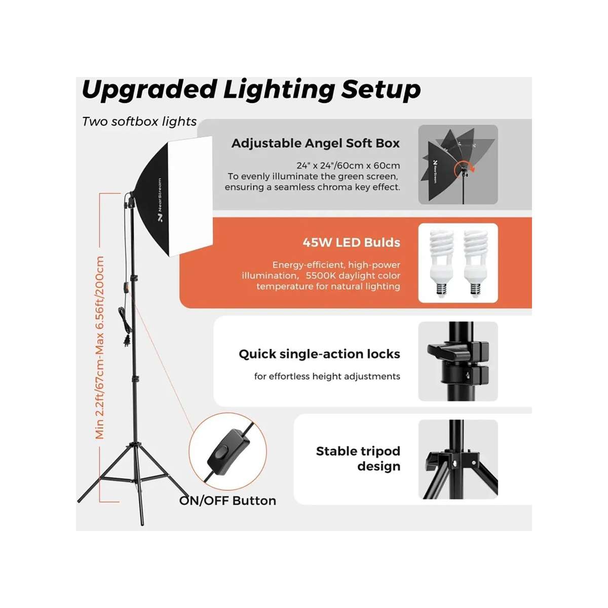 NearStream VK40 Professional Photography Lighting Kit with Green Backdrop