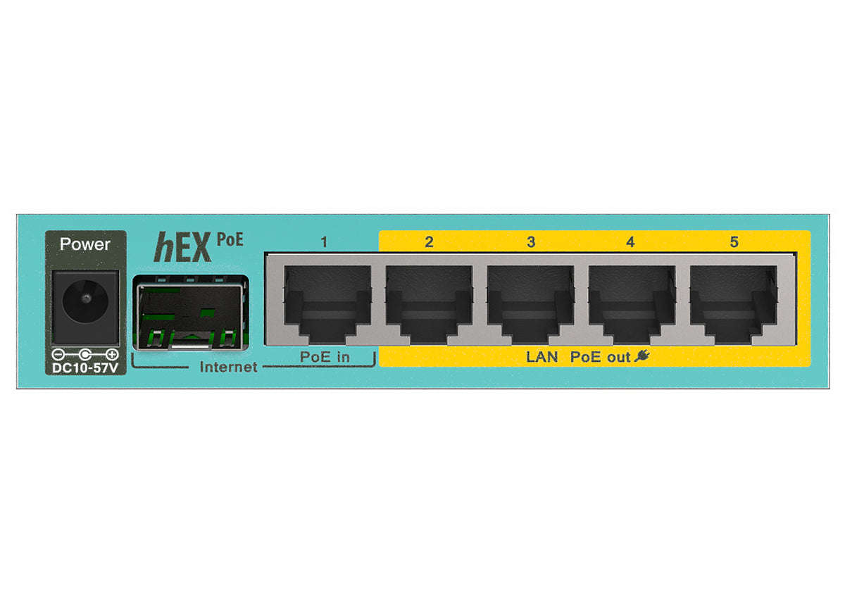 MikroTik hEX PoE 5 Port Gigabit 1SFP PoE Out Desktop Router