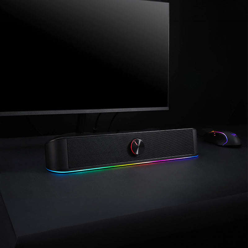 REDRAGON 2.0 Sound Bar ADIEMUS 2 x 3W RGB USB|Aux PC Gaming Speaker - Black