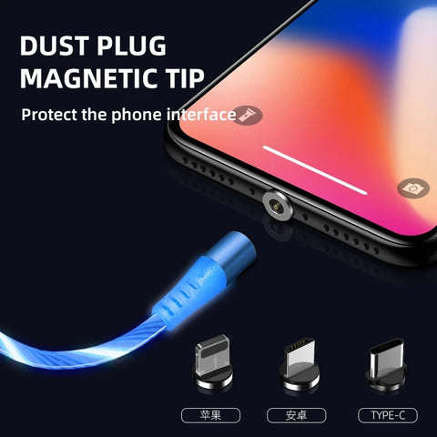 Magnetic 3 in 1 USB Cable Fast Charging For iPhone Micro USB Samsung Type-c Charging