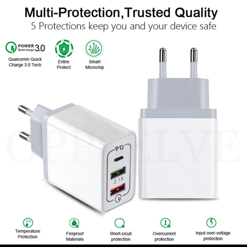 30W Multi PD Fast Charger Iphone 11 USB Charger for Samsung iPhone Huawei Tablet
