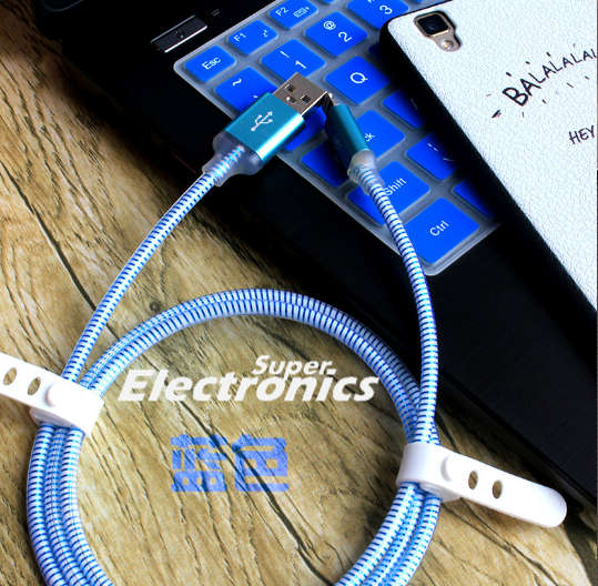 Candy Color LED Lighting Micro USB Charging Cable - blue