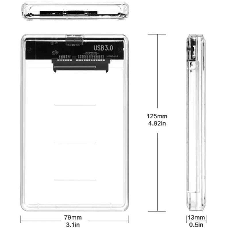 Clear 2.5" Hard Drive Enclosure SATA USB 3.0 HDD Hard Drive External Enclosure SSD Disk Box Case