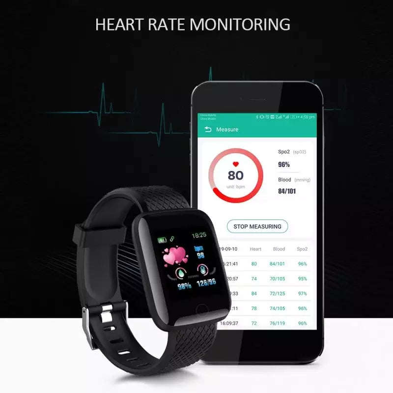 116 Plus Heart Rate Watch Smart Wristband Sports Band for Android - Black
