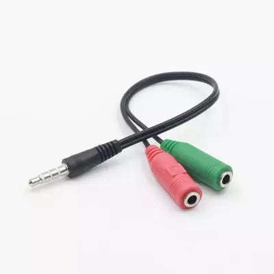 3.5mm Stereo Audio Y-Splitter 2 Female 1 Male Cable Adapter with separate headphone / microphone ...