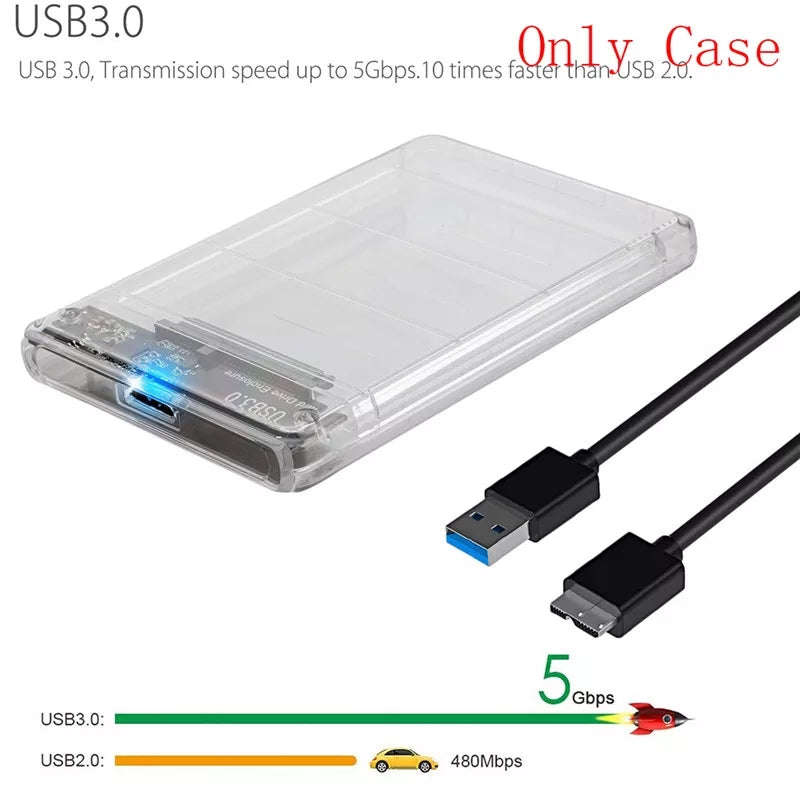 Clear 2.5" Hard Drive Enclosure SATA USB 3.0 HDD Hard Drive External Enclosure SSD Disk Box Case