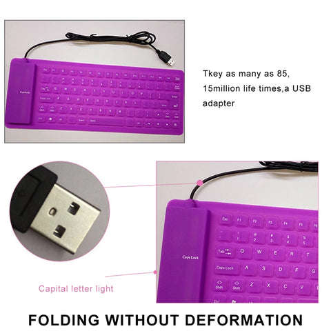 Flexible Keyboard 85Keys USB Keyboard Portable Waterproof Silicone