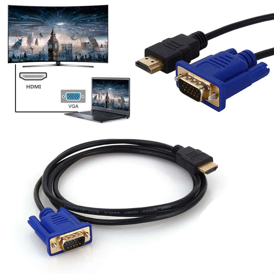 1080P HDMI VGA HD-15 Male 15Pin Adapter Cable Converter  1.8M