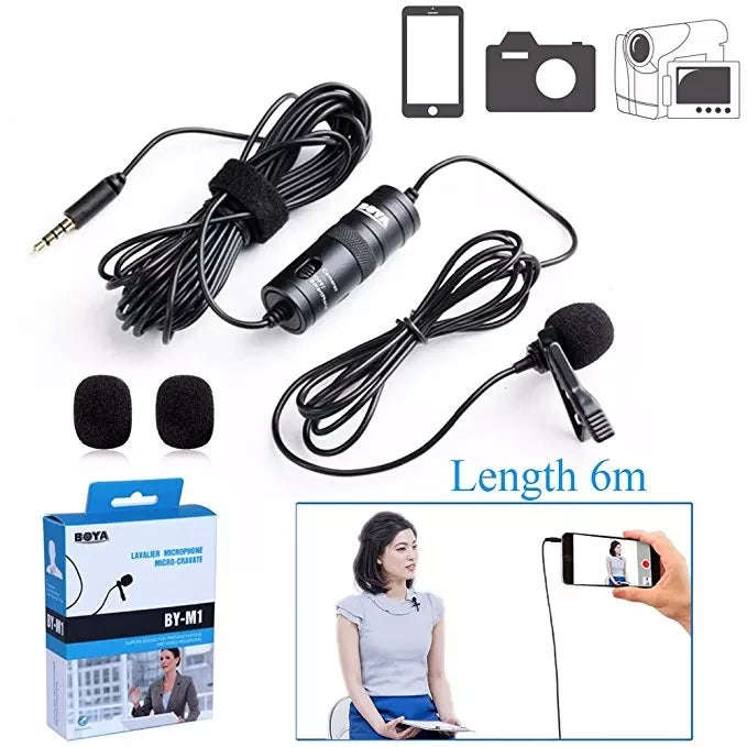Omni directional lavalier microphone for Smartphones, DSLR, Camcorders