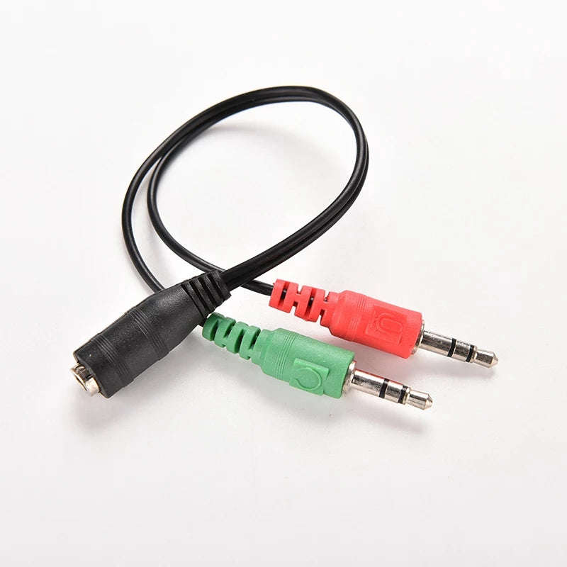 3.5mm Female Jack to Dual Male Plug Audio Stereo Headset Mic Splitter Cable