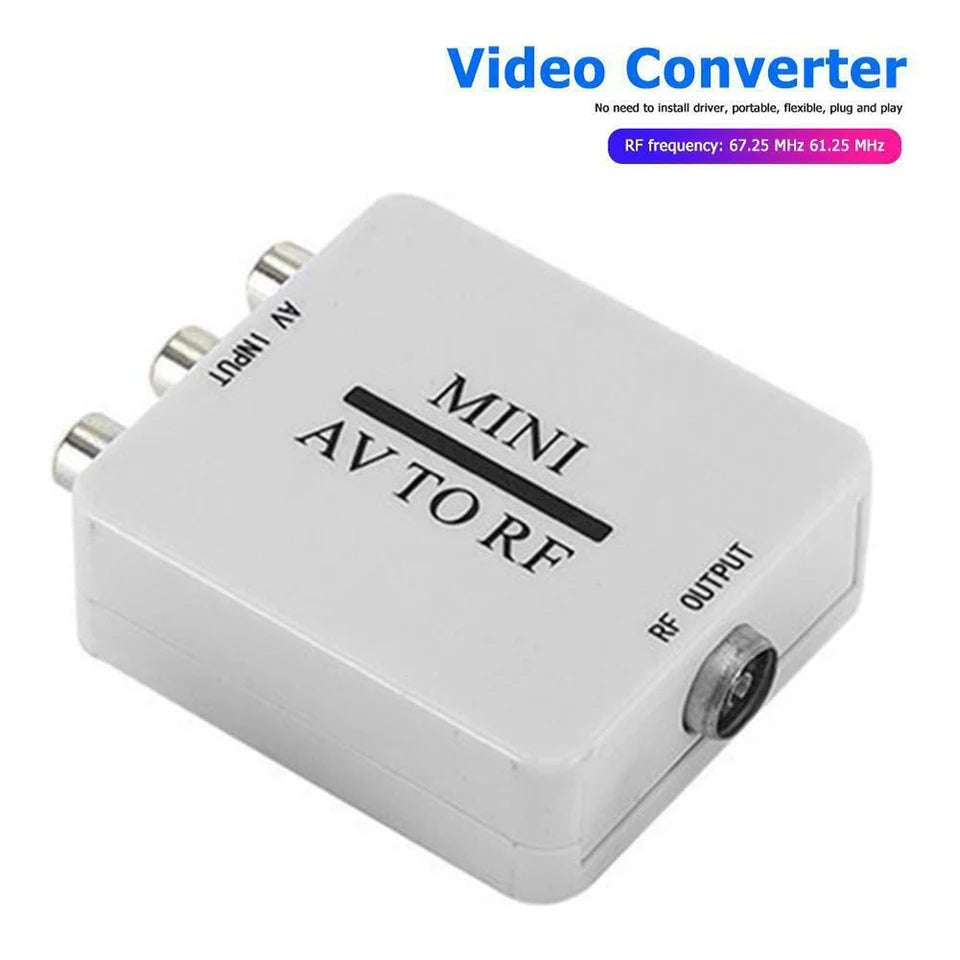 HD Video Converter Box RCA AV CVSB to RF Video Adapter Converter Supports For MHz 61.25 67.25 TV ...