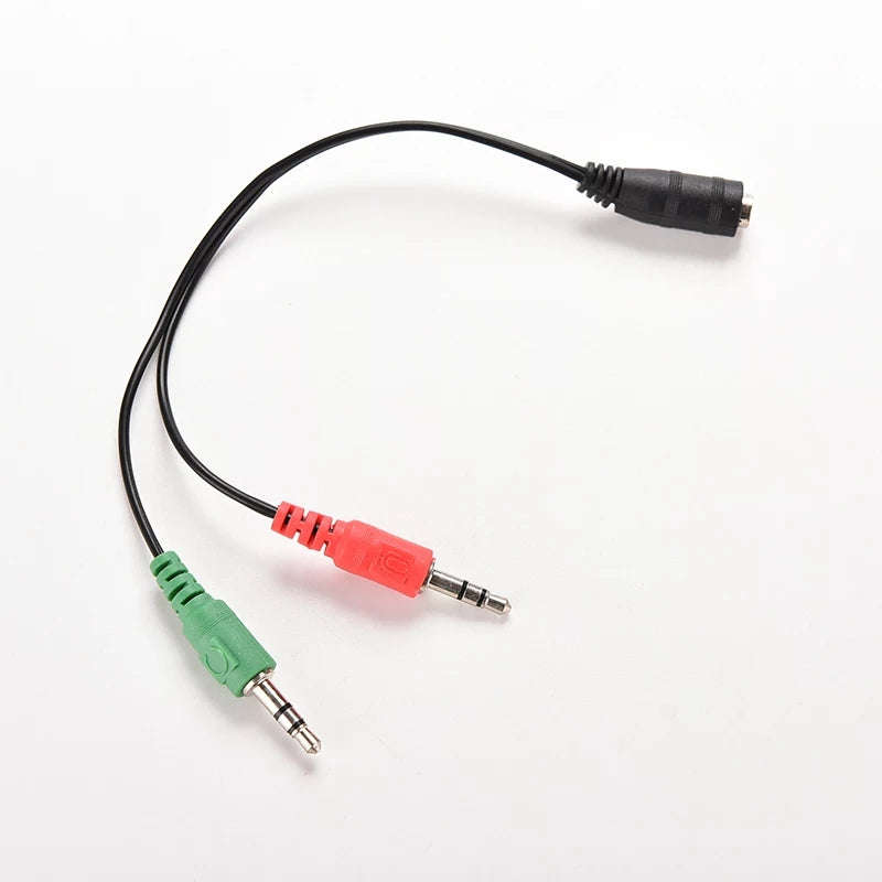3.5mm Female Jack to Dual Male Plug Audio Stereo Headset Mic Splitter Cable