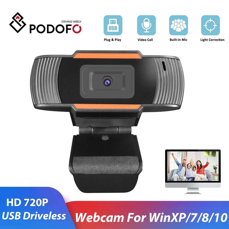 HD 720P Webcam Desktop Laptop USB Driveless Web Camera With Built-in Microphone For Video Calling...