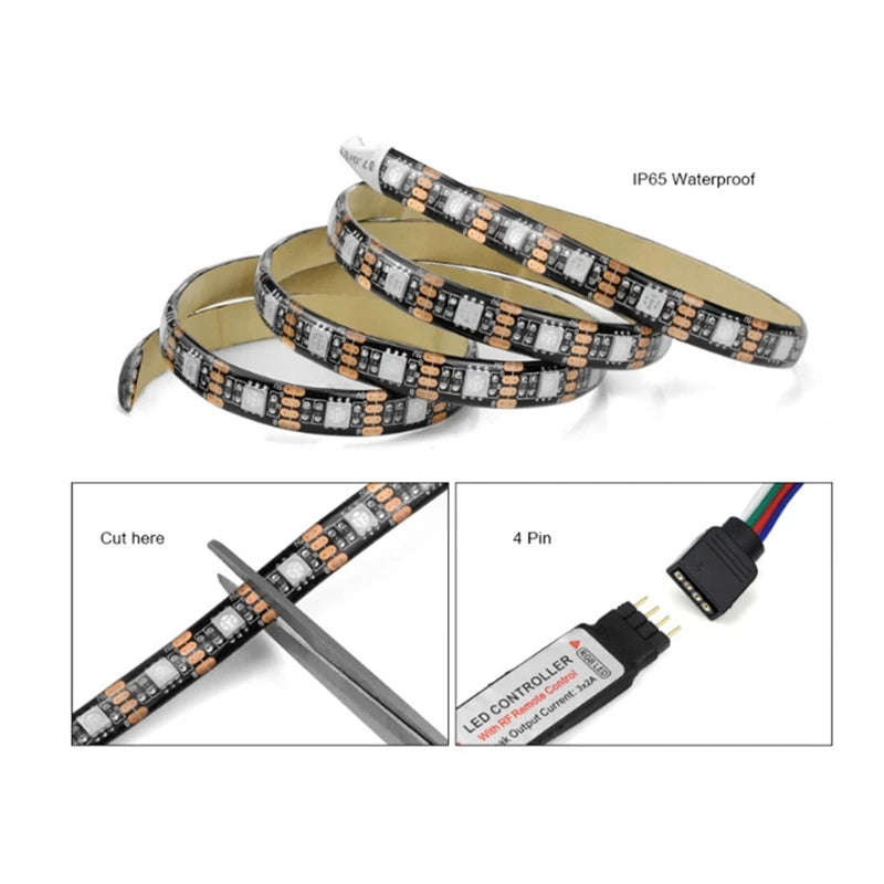 LED Light Strip 5050RGB Colorful TV Lighting 2 Meter Flexible 24-Key Remote Control DIY