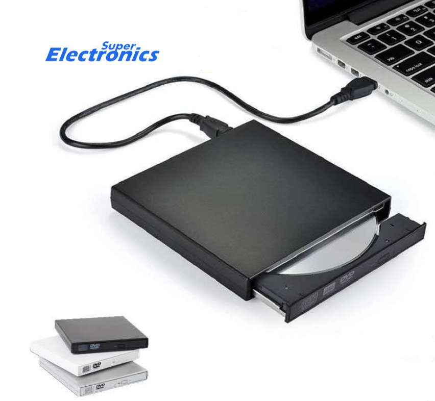 High-Speed CD-RW 24x USB External DVD Optical Drive for Computer and Laptop - BLACK