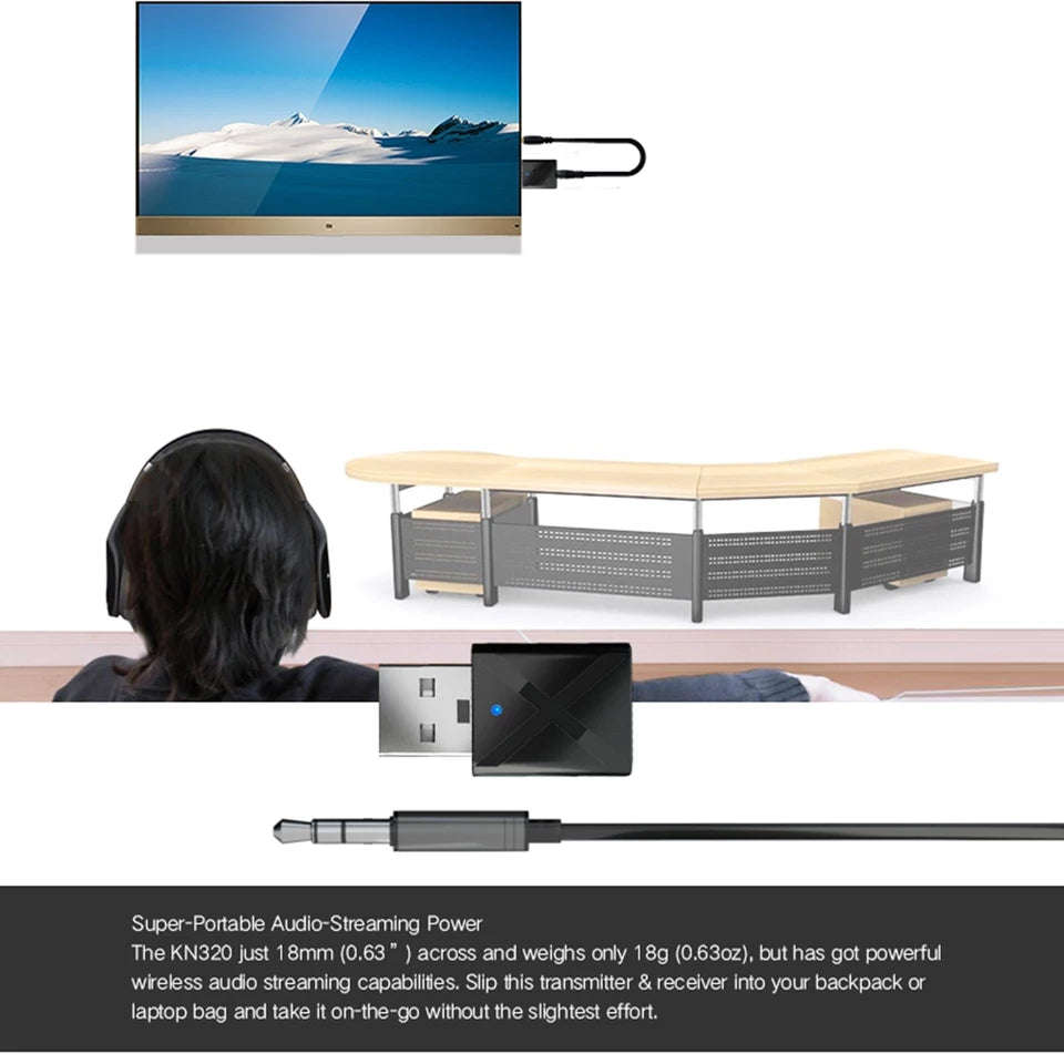 Bluetooth 5.0 Audio Receiver Transmitter Mini Stereo Bluetooth AUX RCA USB 3.5mm Jack For TV PC C...