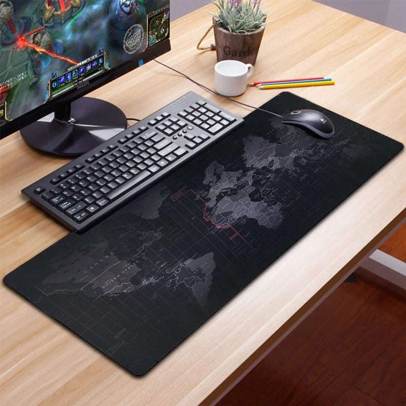 Large Gaming Mouse Pad Old World Map Desk Mat Non-slip Natural Rubber Mousepad 90cm x 40cm
