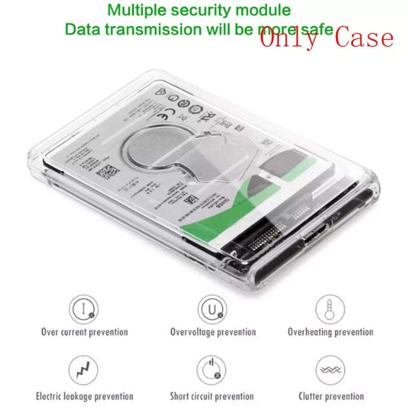 Clear 2.5" Hard Drive Enclosure SATA USB 3.0 HDD Hard Drive External Enclosure SSD Disk Box Case