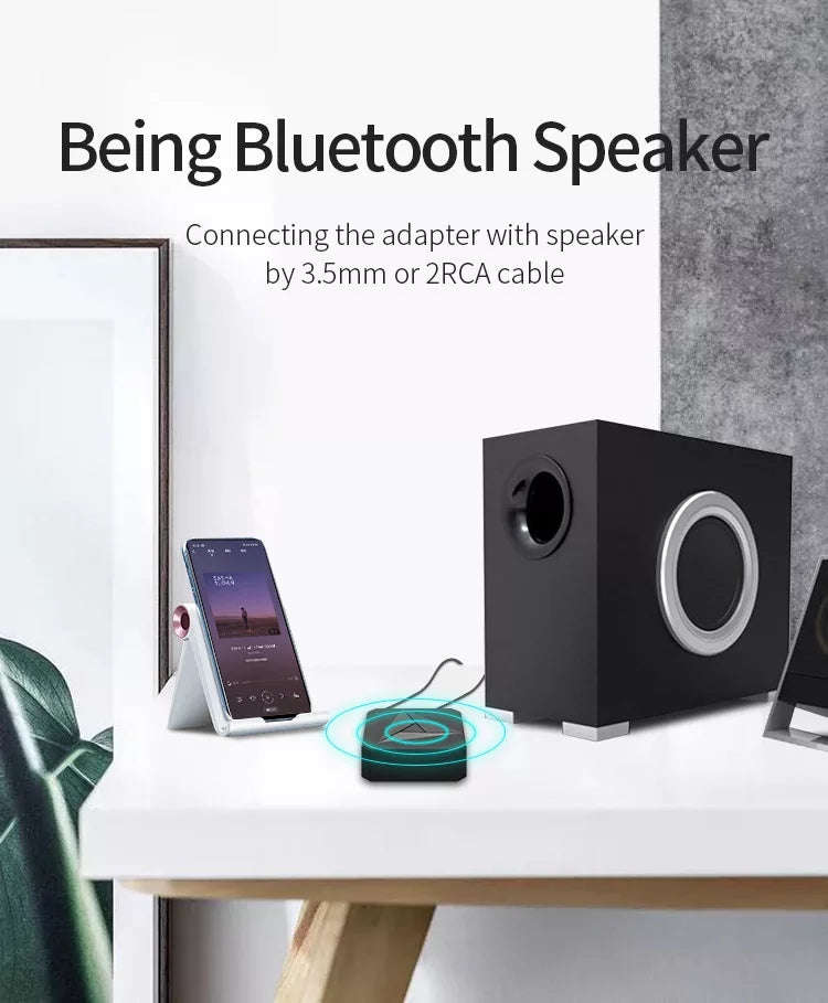 Bluetooth 5.0 Receiver 3.5mm AUX Jack RCA Music Wireless Audio Adapter Handsfree Call Mic NFC Car...