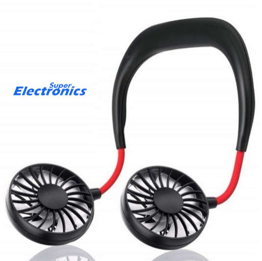 USB Rechargeable Wearable Portable Neckband Fan - Black