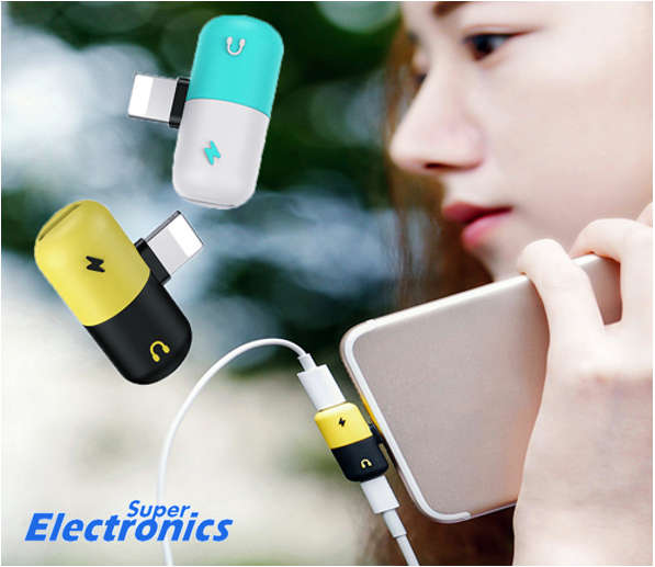 2in1 Dual Lightning Splitter for iPhone | Charge & Listen to Music simultaneously | - Blue & White