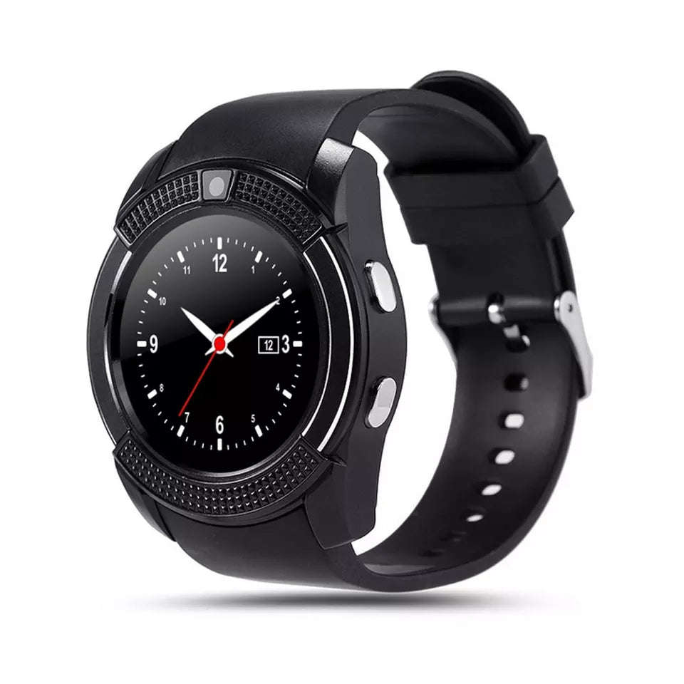 V8 Bluetooth Sports Smartwatch Touch Screen with Camera SIM Card Slot - Black