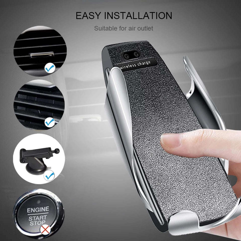 S5 Car Qi Fast Wireless Charger Phone Holder Intelligent Infrared Wirless Charging