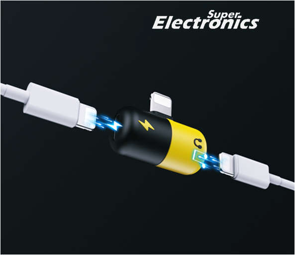 2in1 Dual Lightning Splitter for iPhone | Charge & Listen to Music simultaneously | - Yellow & Black